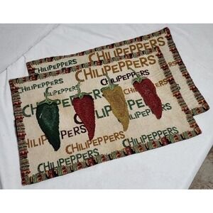 Hot Chili Pepper PLACEMATS-2 13 x 19 Vintage Green Material Backing
